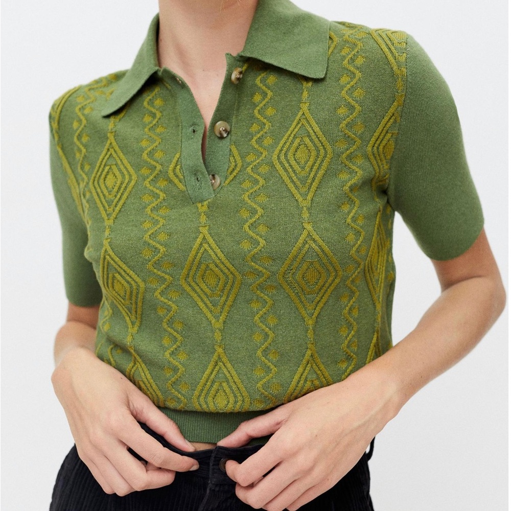 Urban Outfitters Bryce Jacquard Polo Sweater